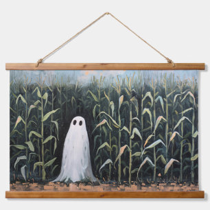 Whimsical Ghost Corn Field Oil Painting Hanging Tapestry