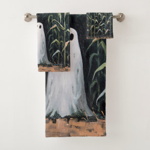 Whimsical Ghost Corn Field Painting Bath Towel Set
