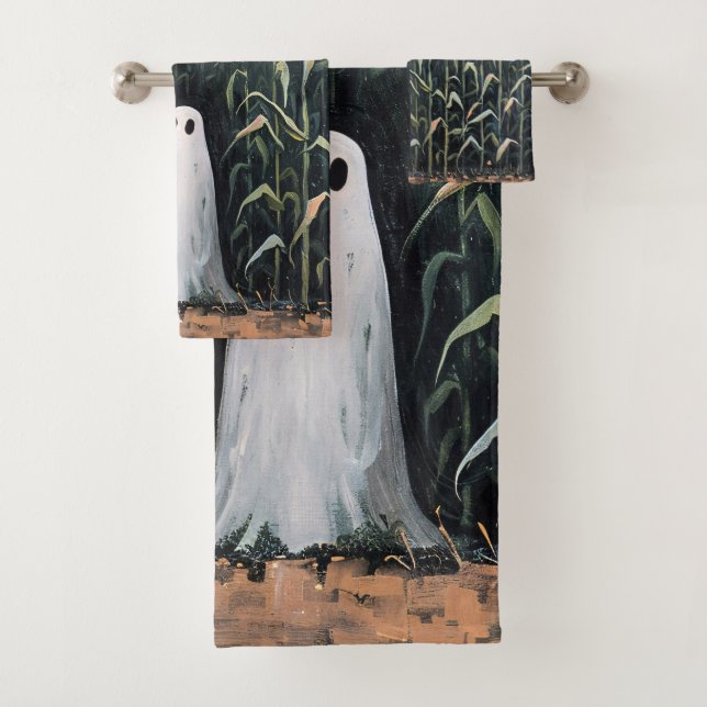Whimsical Ghost Corn Field Painting Bath Towel Set (Insitu)