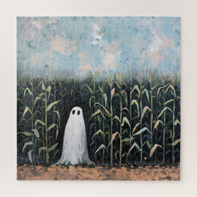 Whimsical Ghost Corn Field Painting Jigsaw Puzzle (Vertical)