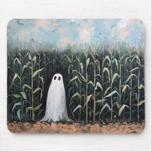 Whimsical Ghost Corn Field Painting Mouse Pad