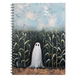 Whimsical Ghost Corn Field Painting Notebook
