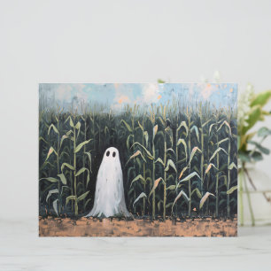 Whimsical Ghost Corn Field Scrapbook Paper