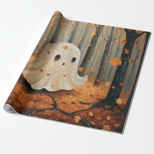 Whimsical Ghost Cute Fall Decoupage Wrapping Paper