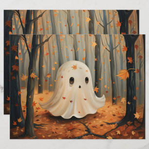 Whimsical Ghost Cute Fall Scrapbook Paper