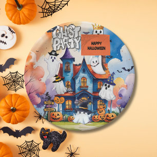 Whimsical Ghost Party Kids Halloween Paper Plate