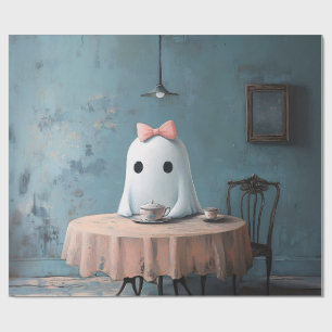 Whimsical Ghost Tea Party Decoupage Wrapping Paper