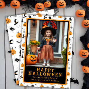 Whimsical Ghouls Classic Custom Halloween Photo Holiday Card
