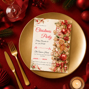 Whimsical Gingerbread Christmas Party Invitation