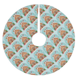 Whimsical Gingerbread House Christmas Scene Brushed Polyester Tree Skirt