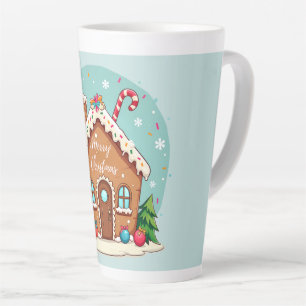 Whimsical Gingerbread House Christmas Scene Latte Mug