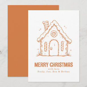 Whimsical Gingerbread House Merry Christmas Holiday Card