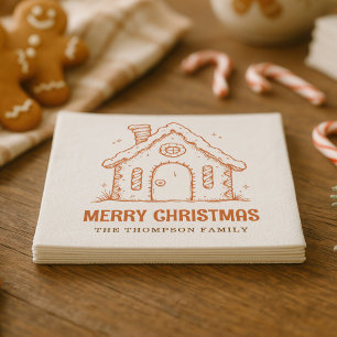 Whimsical Gingerbread House Merry Christmas Napkin