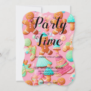 Whimsical Gingerbread Man Christmas Invitation
