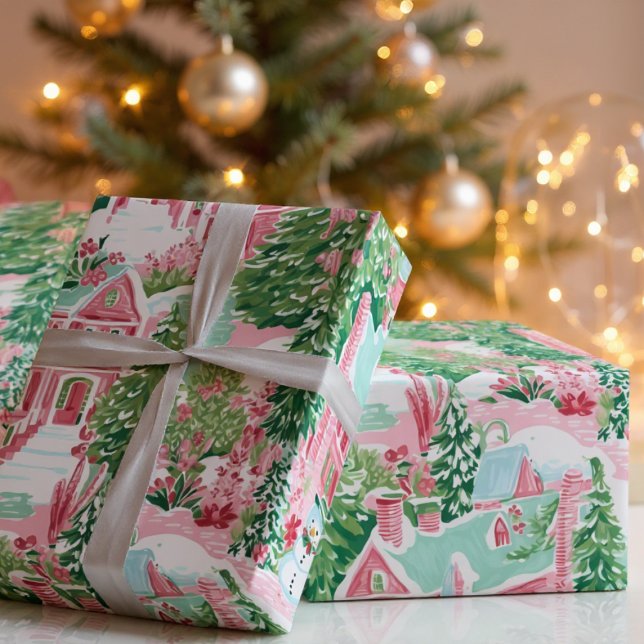 Whimsical Gingerbread Pastel Pink Christmas Wrapping Paper (Creator Uploaded)