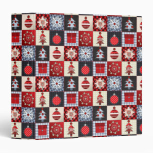 Whimsical Gingham Christmas Patchwork Quilt Binder