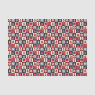 Whimsical Gingham Christmas Patchwork Quilt Tissue Paper