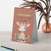 Whimsical Giraffe Heights Table Sign