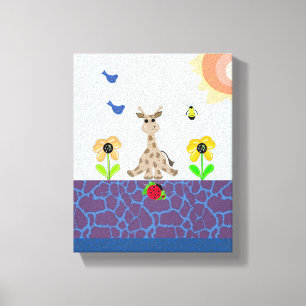 Whimsical Giraffe in Nature Scene Canvas Print