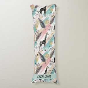 Whimsical Giraffe Polka Dot Pattern – Pastel Body Pillow