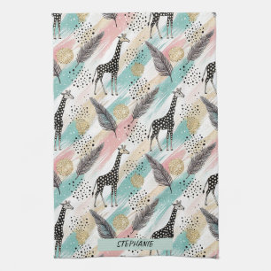 Whimsical Giraffe Polka Dot Pattern – Pastel Kitchen Towel