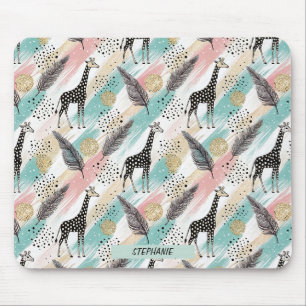 Whimsical Giraffe Polka Dot Pattern – Pastel Mouse Pad