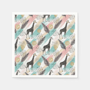 Whimsical Giraffe Polka Dot Pattern – Pastel Napkin