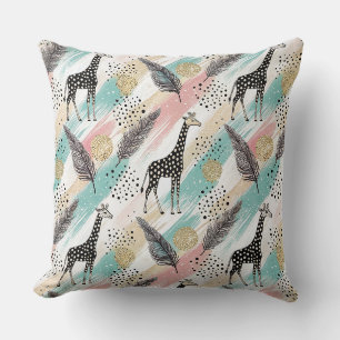 Whimsical Giraffe Polka Dot Pattern – Pastel Throw Pillow