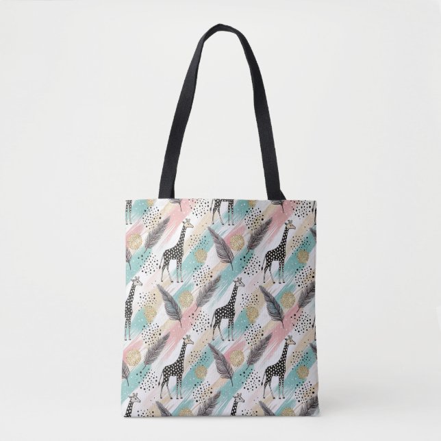 Whimsical Giraffe Polka Dot Pattern – Pastel Tote Bag (Front)