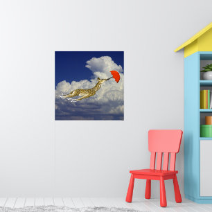 Whimsical Giraffe Umbrella Fly Away With Me Poster