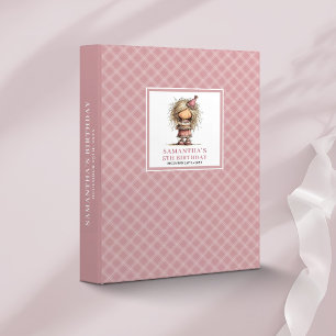 Whimsical Girl 4th Birthday Pink ring binder