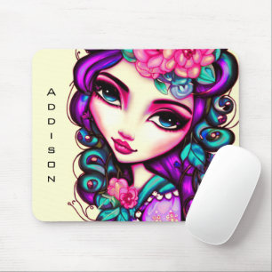 Whimsical Girl Artistic Mouse Pad