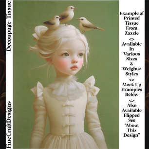 Whimsical Girl, Birds In Her Hair EV9R Decoupage Tissue Paper