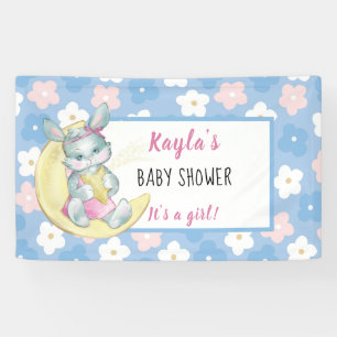 Whimsical Girl Bunny Baby Shower Customizable Banner