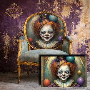 Whimsical Girl Clown Decoupage Tissue Paper