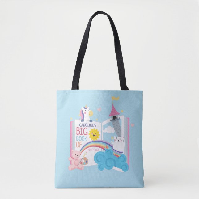 Whimsical Girl Library Book Tote Bag (Front)