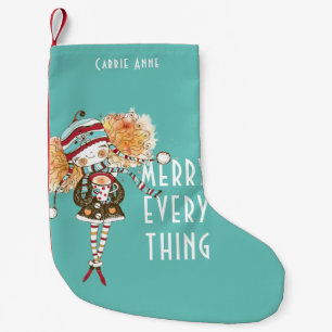 Whimsical Girl Merry Everything Personalized Small Christmas Stocking