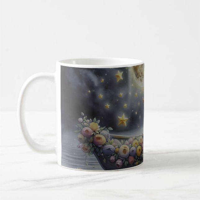 Whimsical Girl Moon Dream Fantasy Scene Coffee Mug (Left)