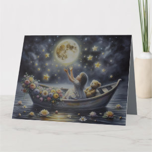 Whimsical Girl Moon Dream Fantasy Scene Thank You Card