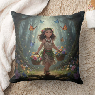 Whimsical Girl Throw Pillow