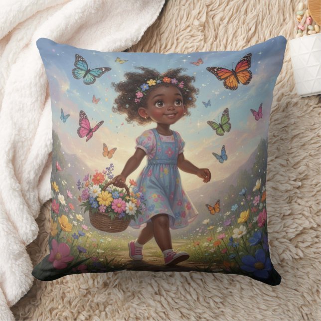 Whimsical Girl  Throw Pillow (Blanket)