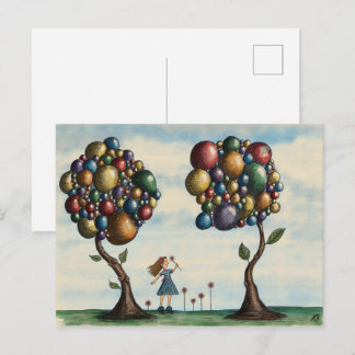 Whimsical Girl Trees Landscape Fantasy Artwork Postcard