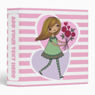 Whimsical Girl With Flowers Binder