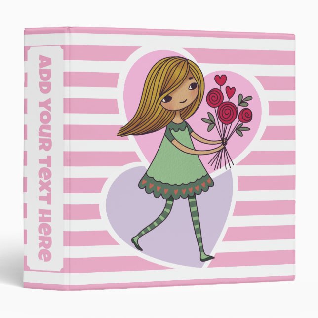 Whimsical Girl With Flowers Binder (Front/Spine)
