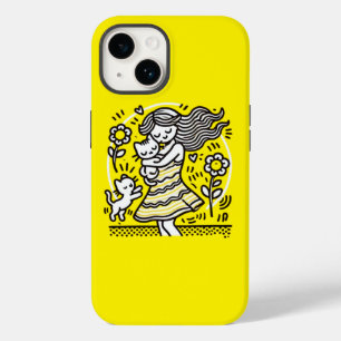 "Whimsical Girl with Kitten Case-Mate iPhone 14 Case