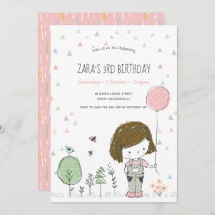 Whimsical Girls Toddlers Invitation Anniversaire