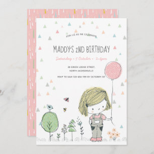 Whimsical Girls Toddlers Invitation Anniversaire