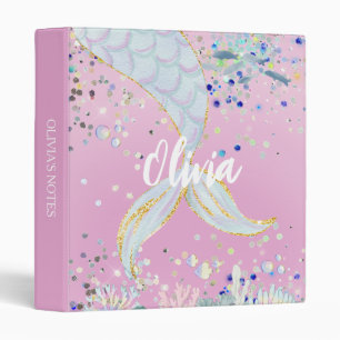 Whimsical Glitter Mermaid Beachy Under the Sea Binder