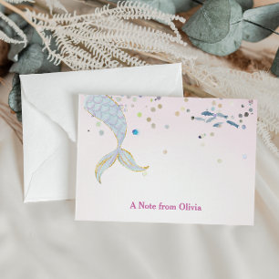 Whimsical Glitter Mermaid Beachy Under the Sea Card