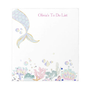 Whimsical Glitter Mermaid Beachy Under the Sea  Notepad